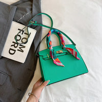Women's Top Handle Bag Inspired By Hermes Birkin:  Structured Satchel with Scarf