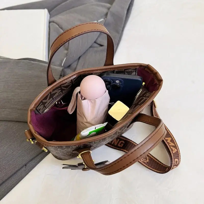 Stylish Monogram Crossbody Bag: Mini Tote with Charm